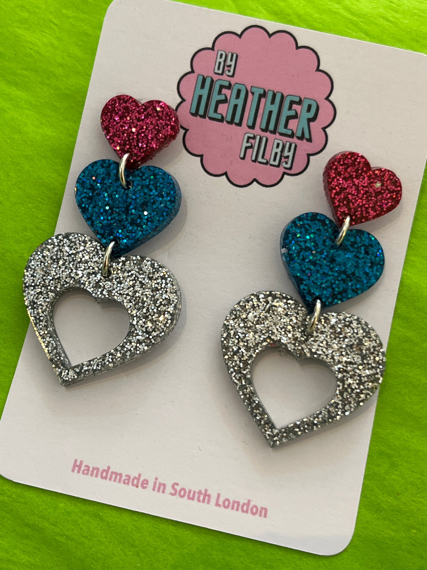Triple Heart Earrings by Heather Filby