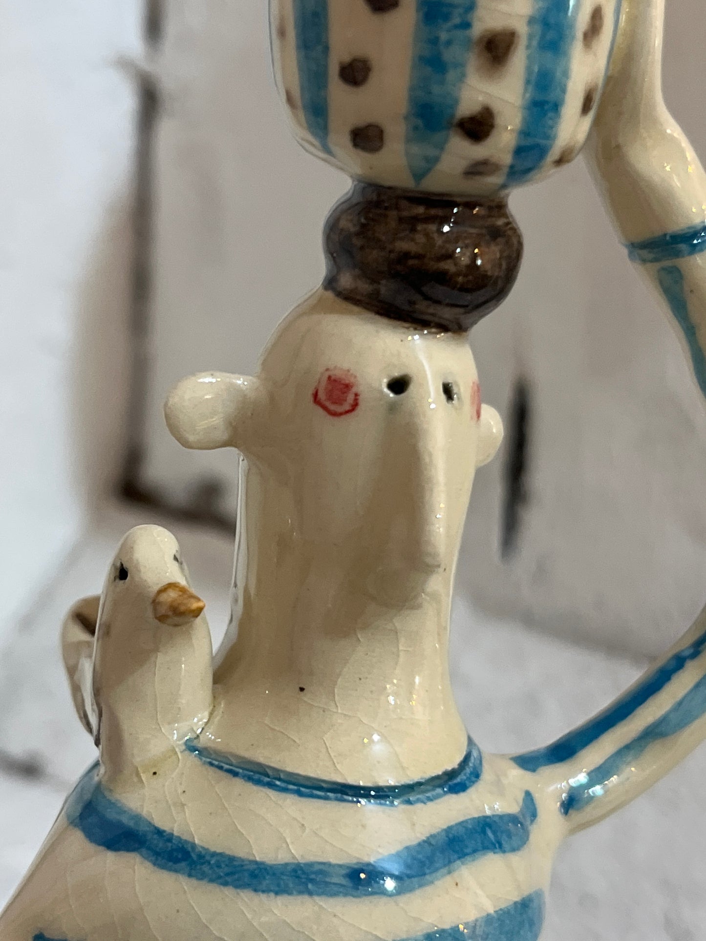 Stripey Shirt Pair of Candlesticks by AliAll Pottery