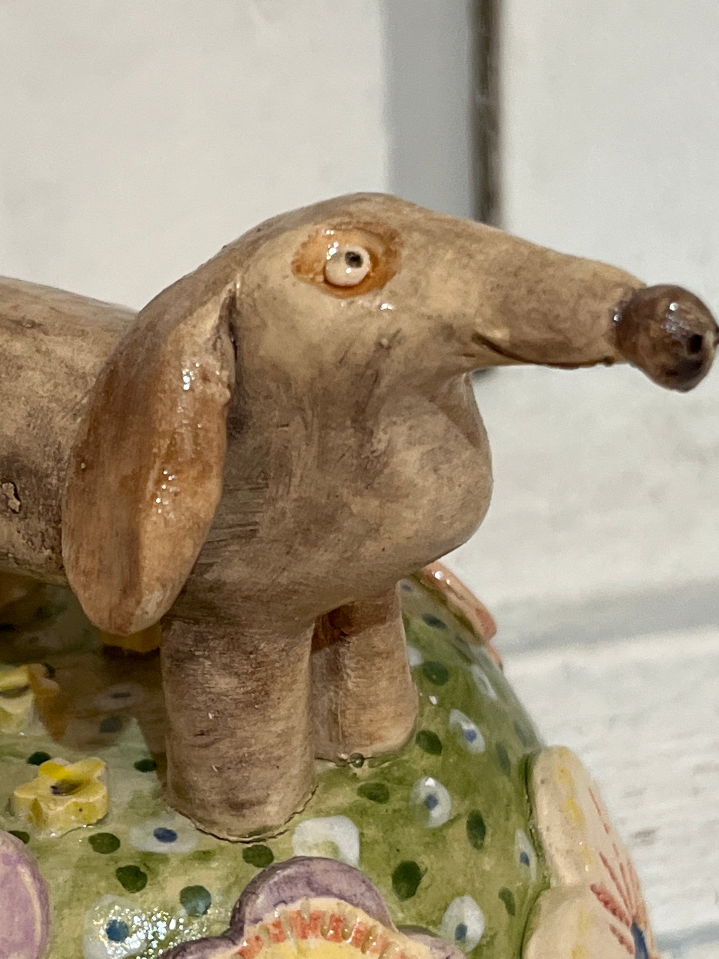 Sausage Dog on Flowery Knoll by Judith Douglas