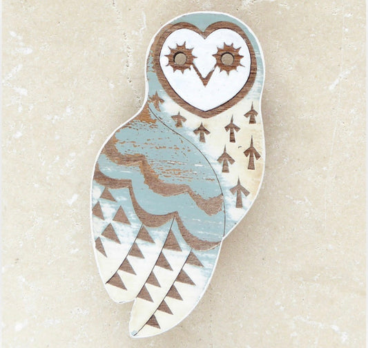 Owl Hand Painted Brooch