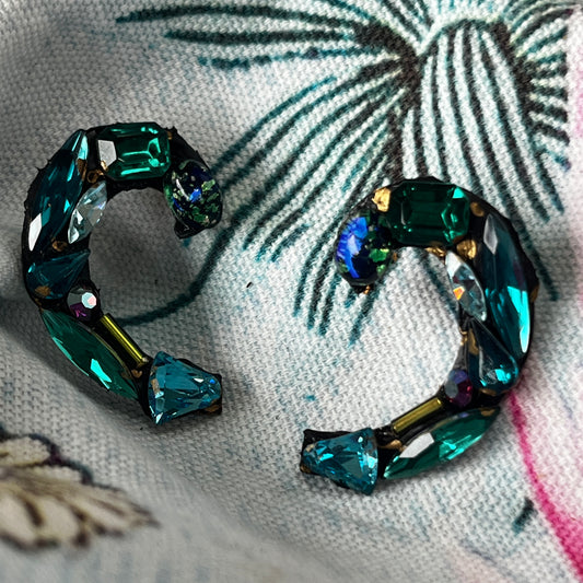 Curled Earrings in Blues