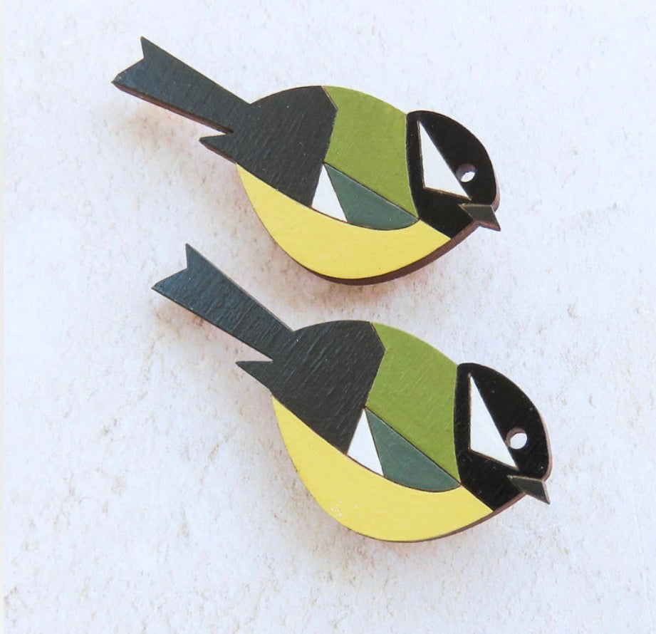 Great Tit Hand Painted Brooch