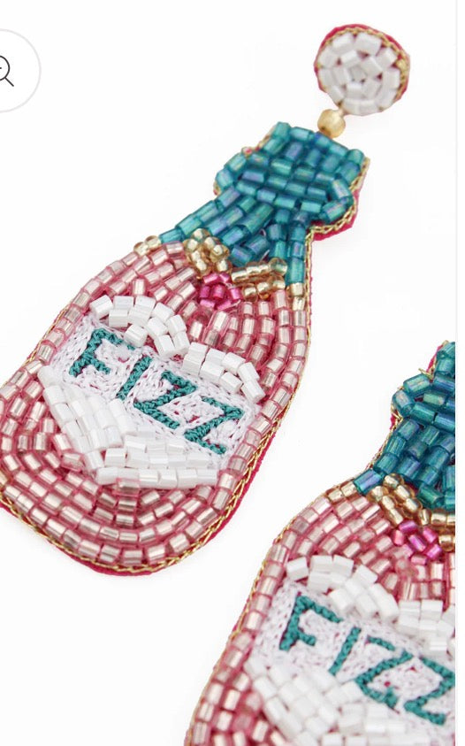 Pink Fizz Bottle Earrings