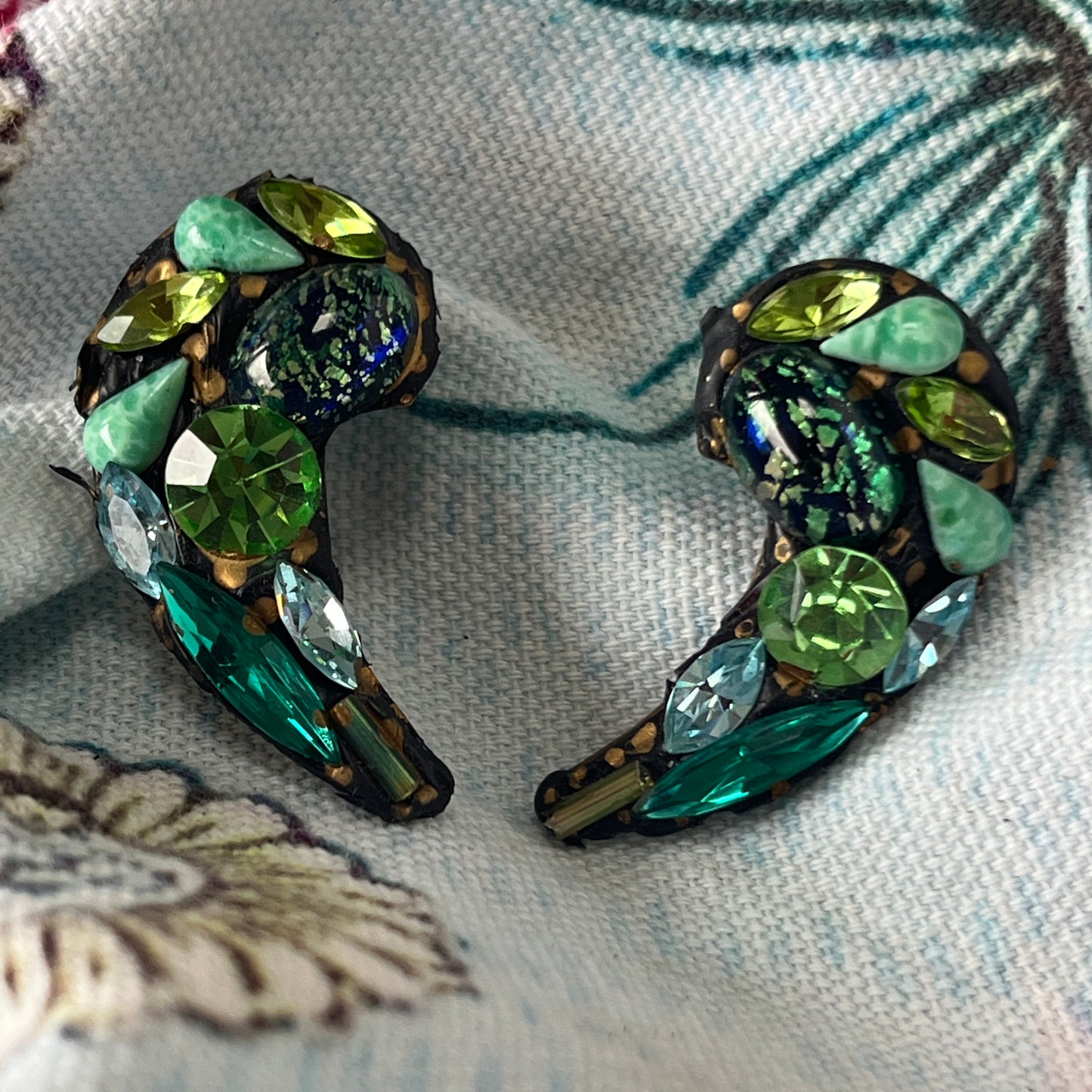 Paisley shaped Earrings in Greens