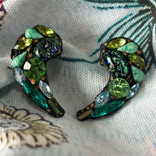 Paisley shaped Earrings in Greens