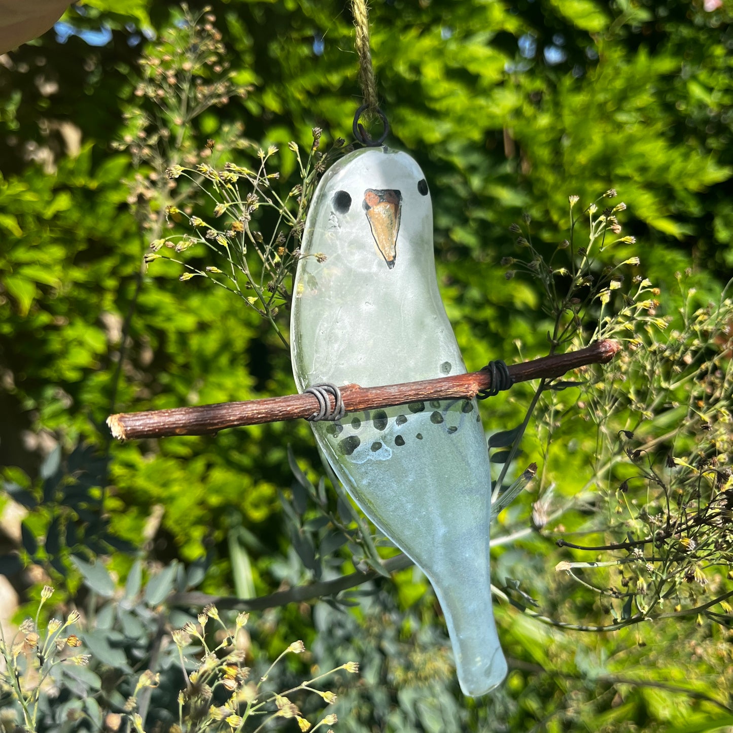 Little Yellow and Green Glass Budgie