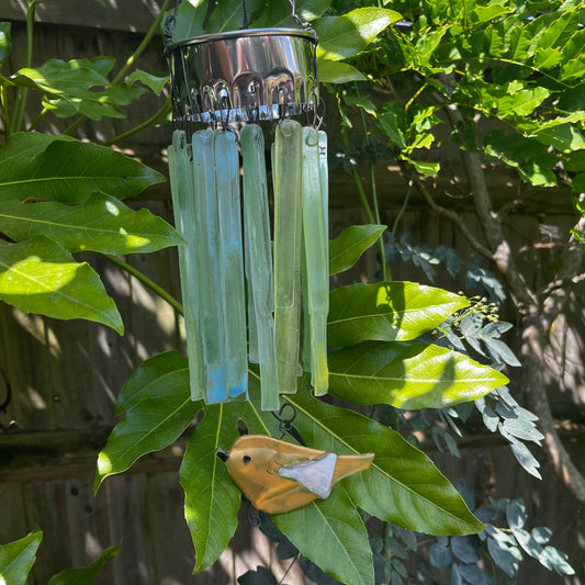 Stunning Glass Chandelier with Bird