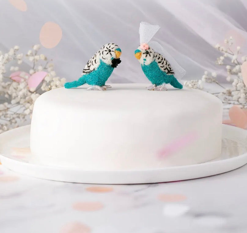 Budgie Couple Wedding Cake Topper