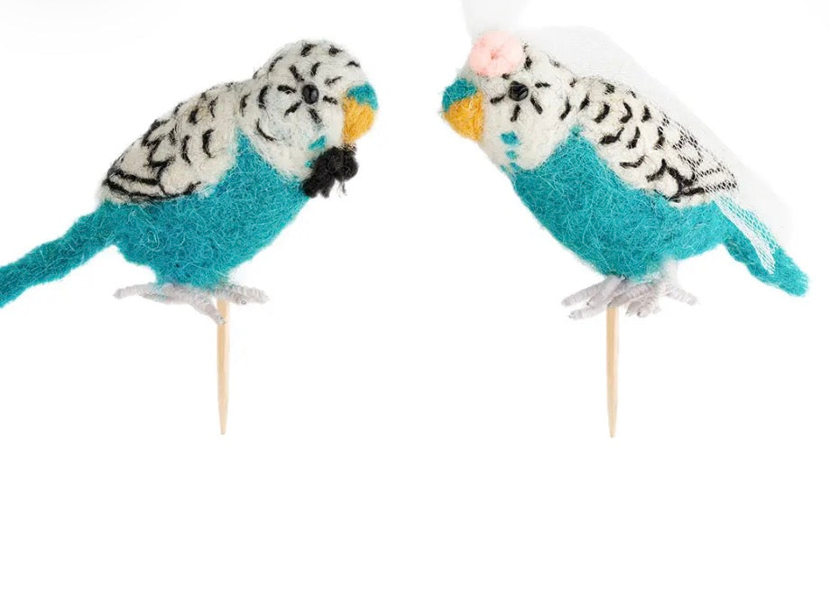 Budgie Couple Wedding Cake Topper