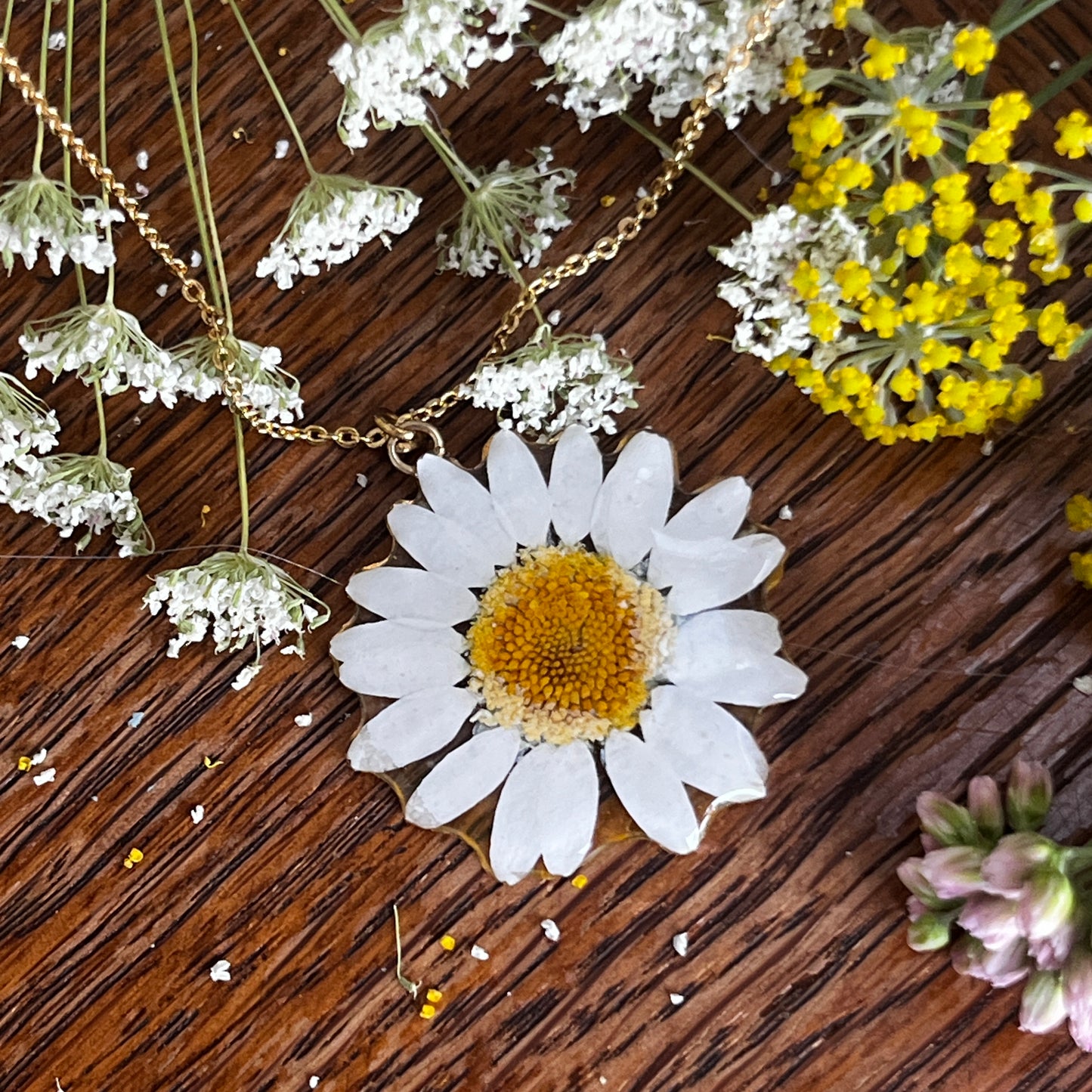 Daisy on Gold plated chain