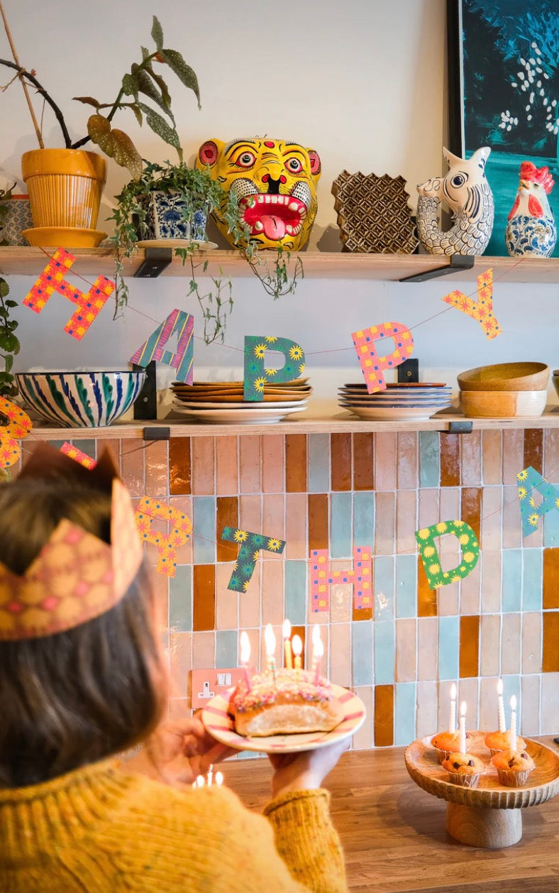 Bright Happy Birthday Sewn Garland