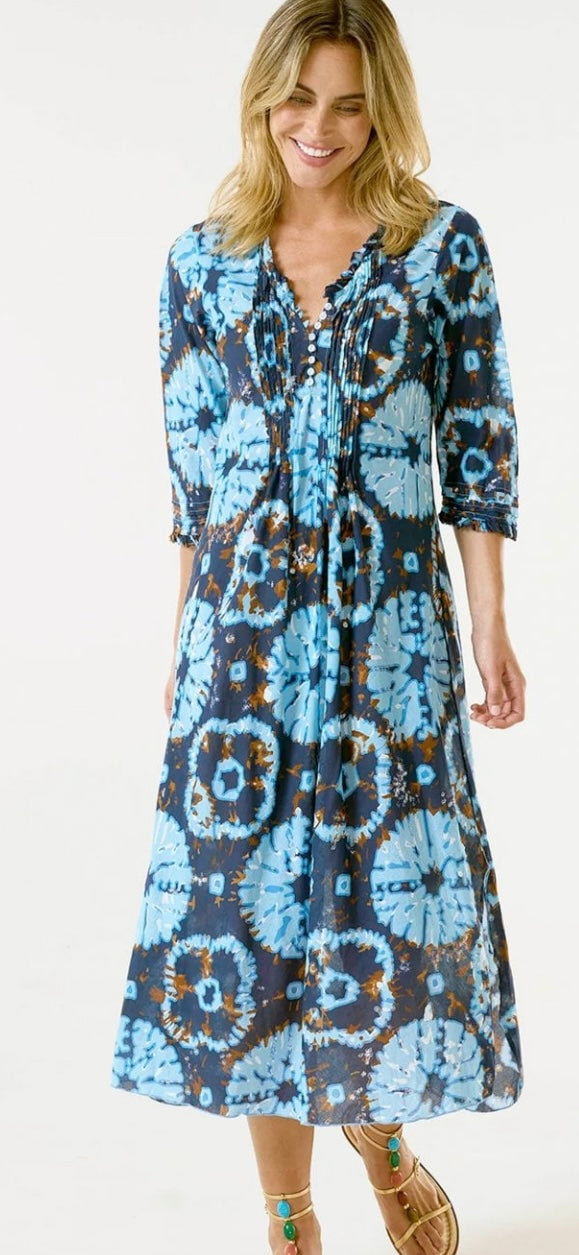 Long Poppy Cotton Dress in Camogli