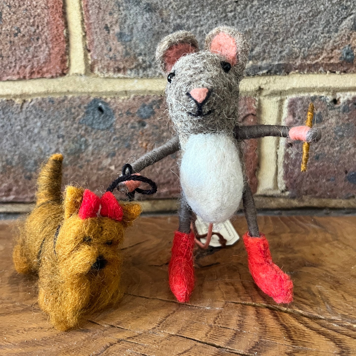 Mouse Walking a Yorkshire Terrier