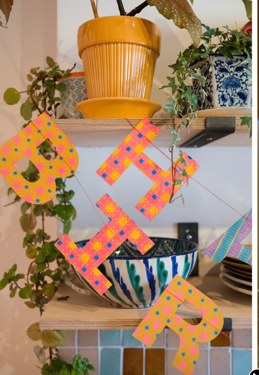 Bright Happy Birthday Sewn Garland
