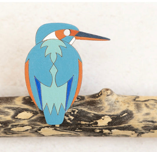 Kingfisher Hand Painted Brooch