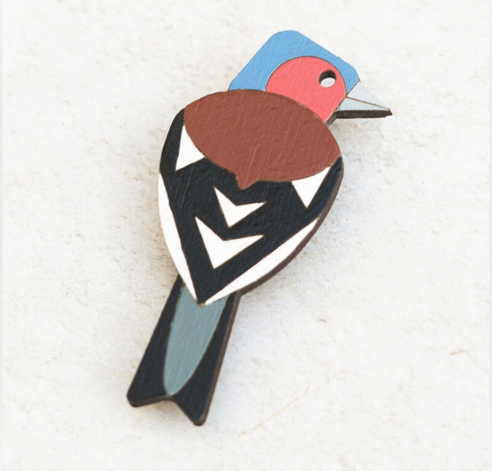 Hand Painted Chaffinch Brooch