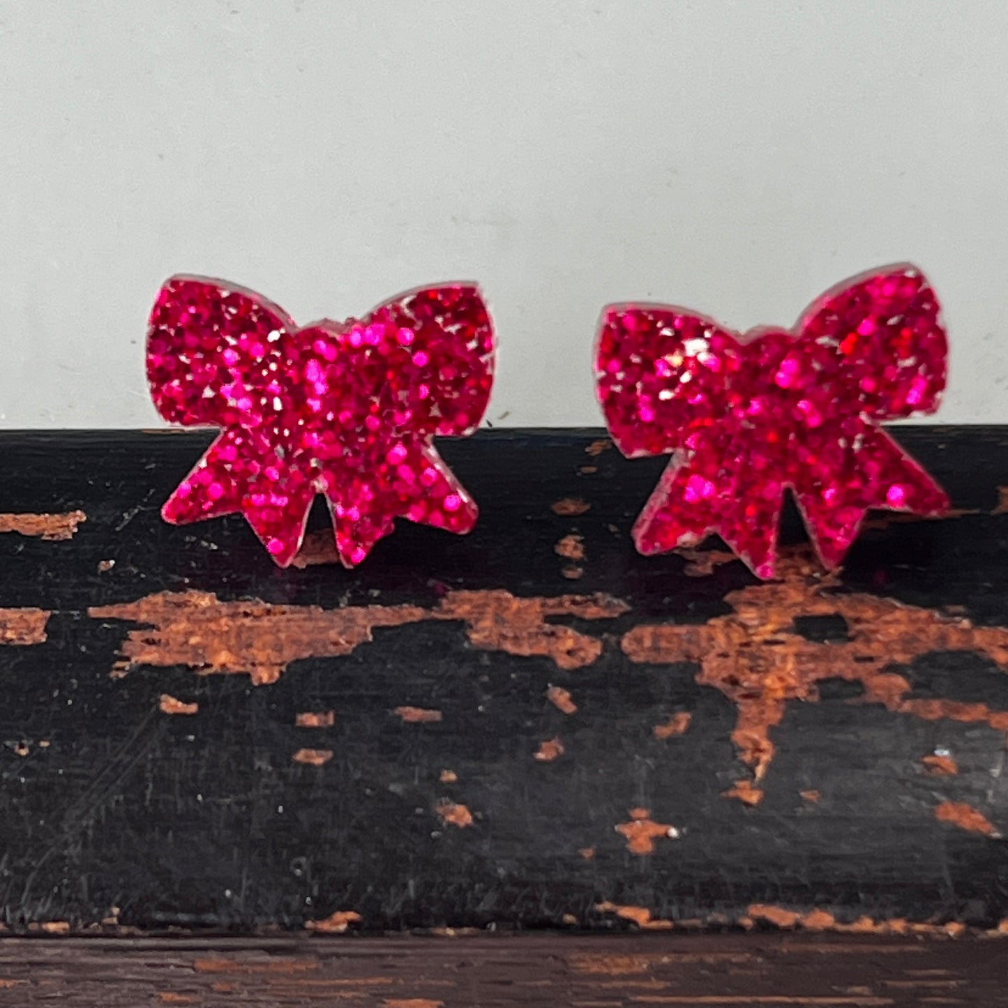 Pink Bow Earrings by Heather Filby