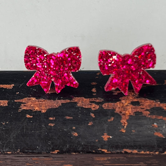 Pink Bow Earrings by Heather Filby