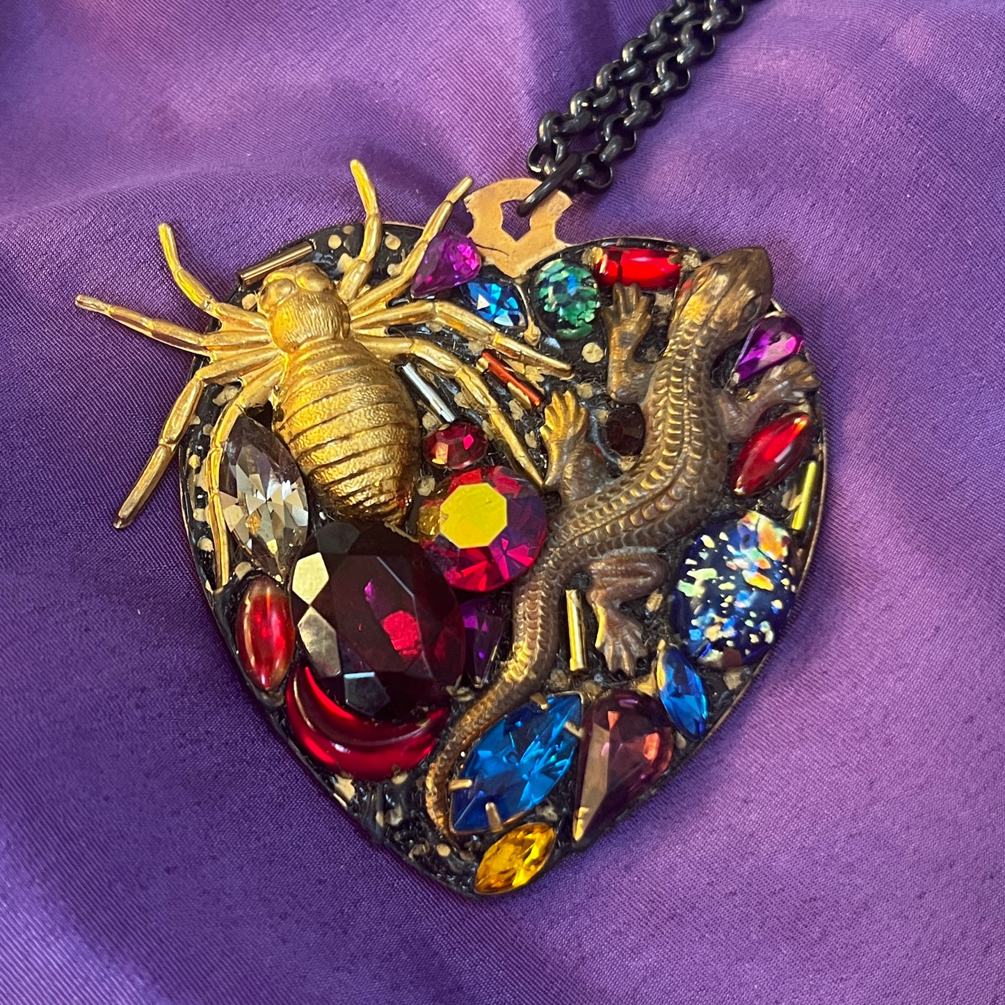 Spider and Lizard Heart Necklace by Annie Sherborne