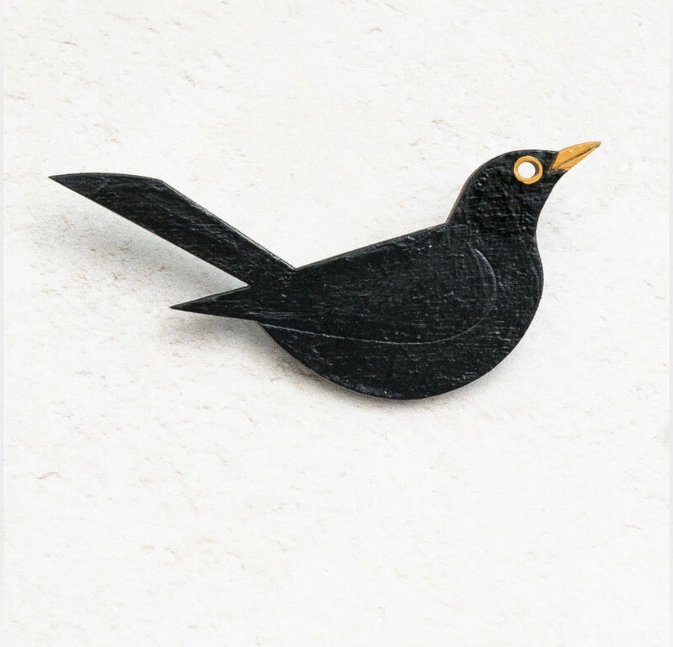 Blackbird  Hand Painted Brooch