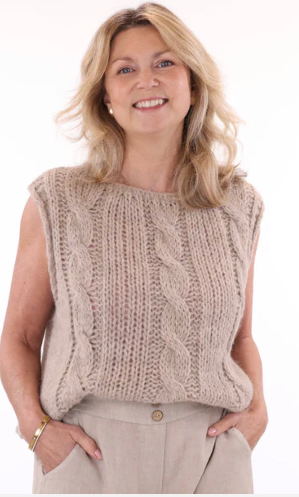 Cadenza Alpaca Blend Cable Tank Top