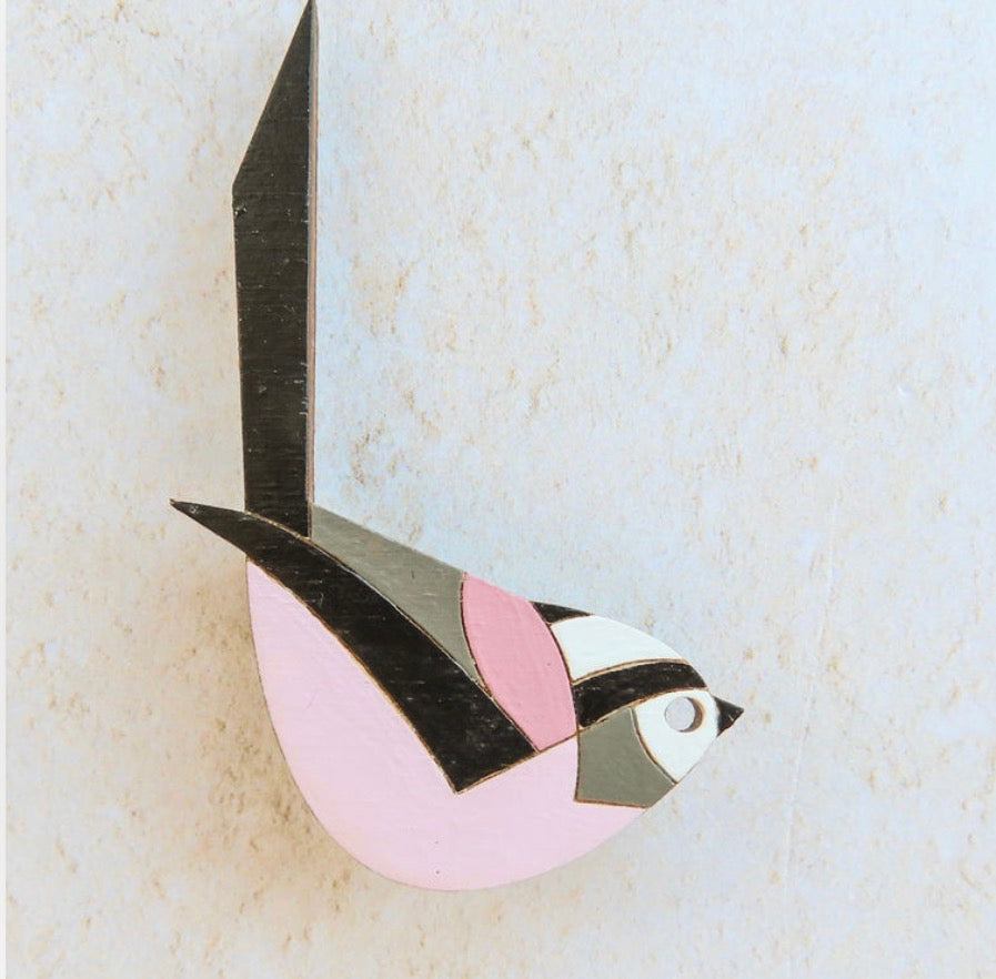 Long Tailed Tit Hand Painted Brooch