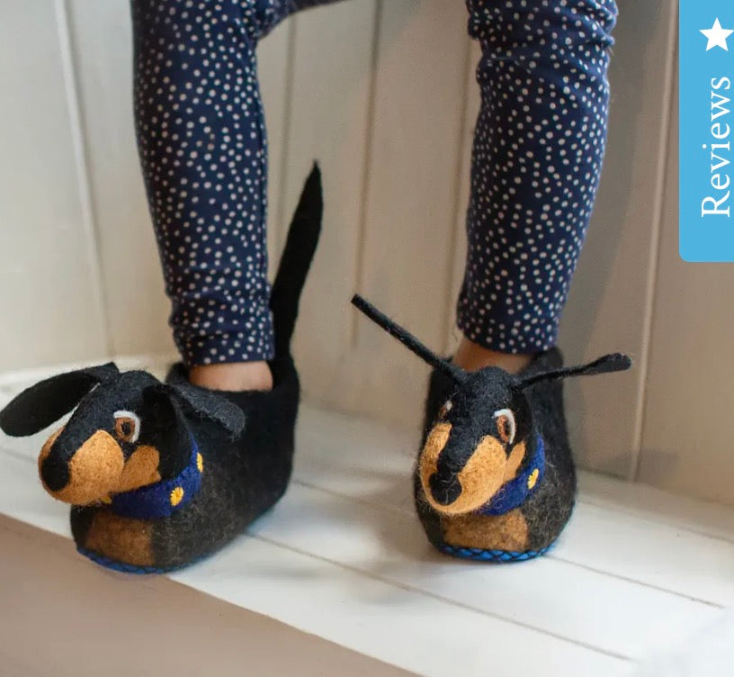 Kids Dotty Dachshund  Slippers
