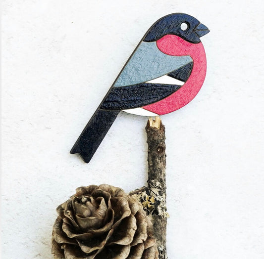 Hand Painted Bullfinch Brooch