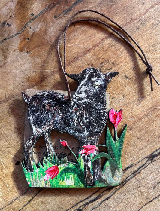 Spring Lamb Wooden Decoration