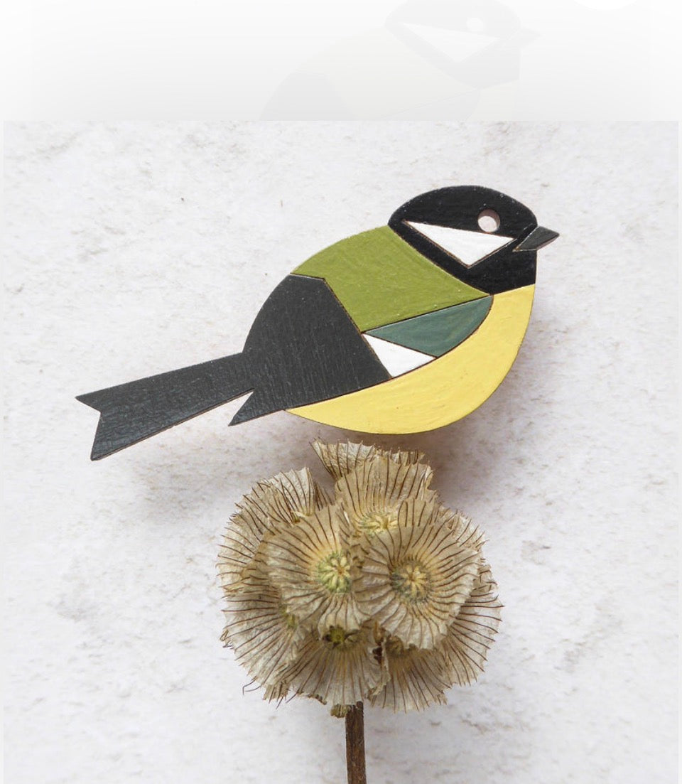 Great Tit Hand Painted Brooch