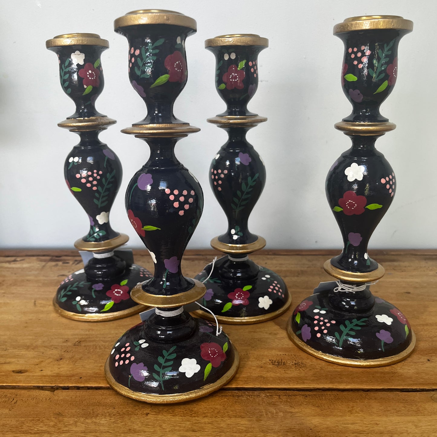 My Doris Hand-painted Candlesticks in Dark Blue