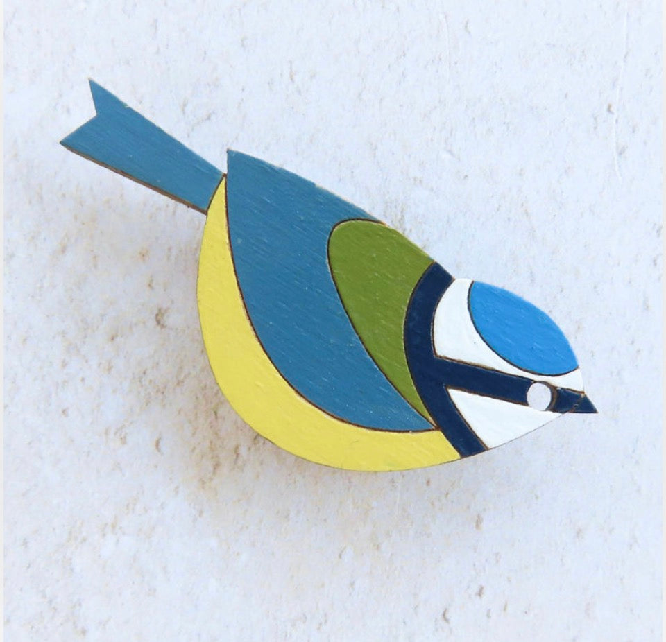 Hand Painted Blue Tit Brooch