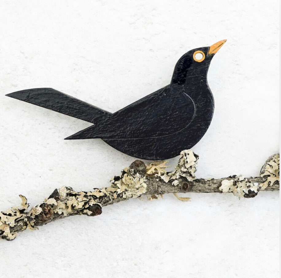 Blackbird  Hand Painted Brooch