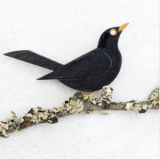 Blackbird  Hand Painted Brooch