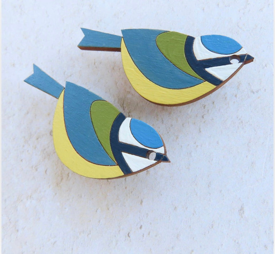 Hand Painted Blue Tit Brooch