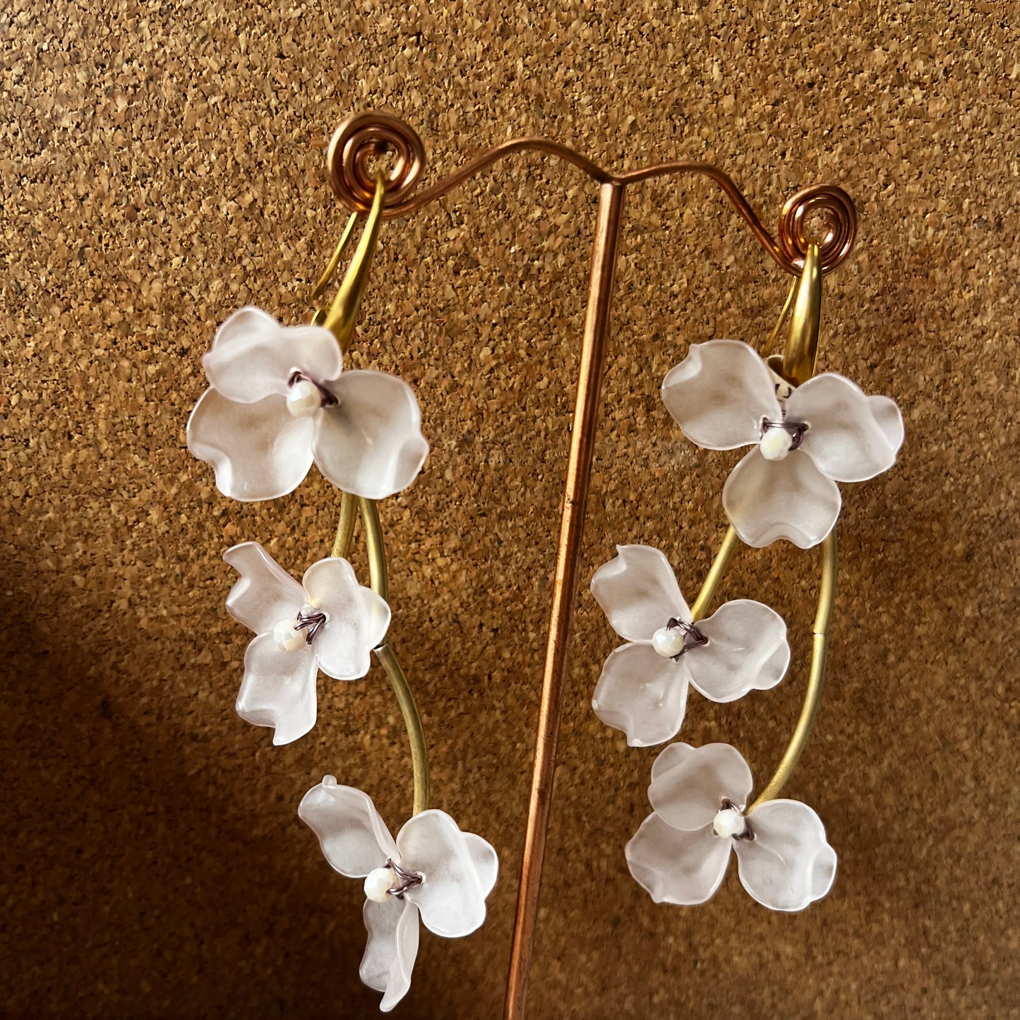 Pale Pink Multi Drop Flower Earrings