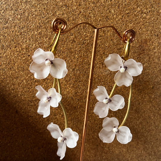 Pale Pink Multi Drop Flower Earrings