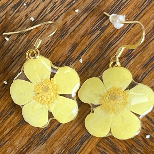 Buttercup Earrings on Gold Ear Wires