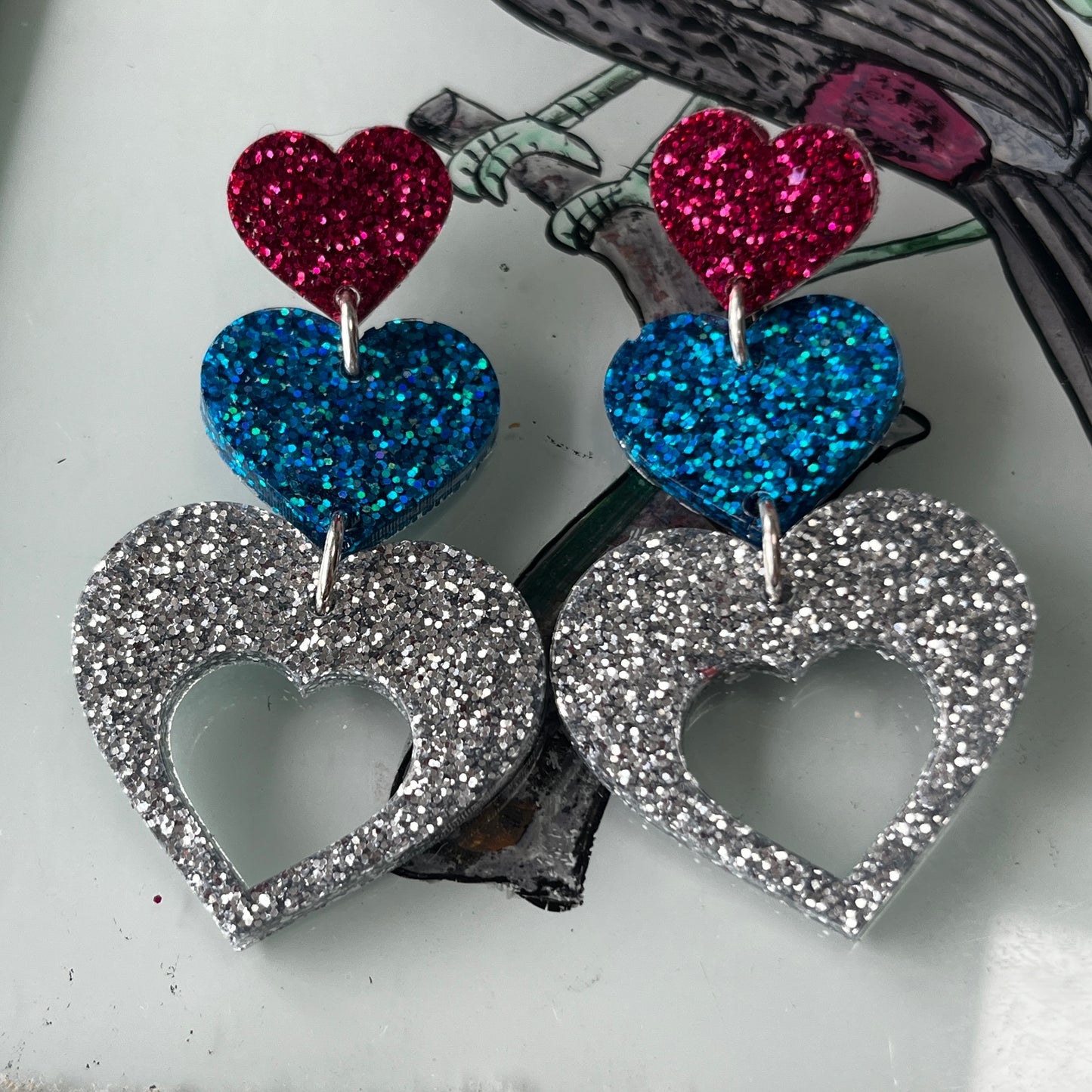 Triple Heart Earrings by Heather Filby
