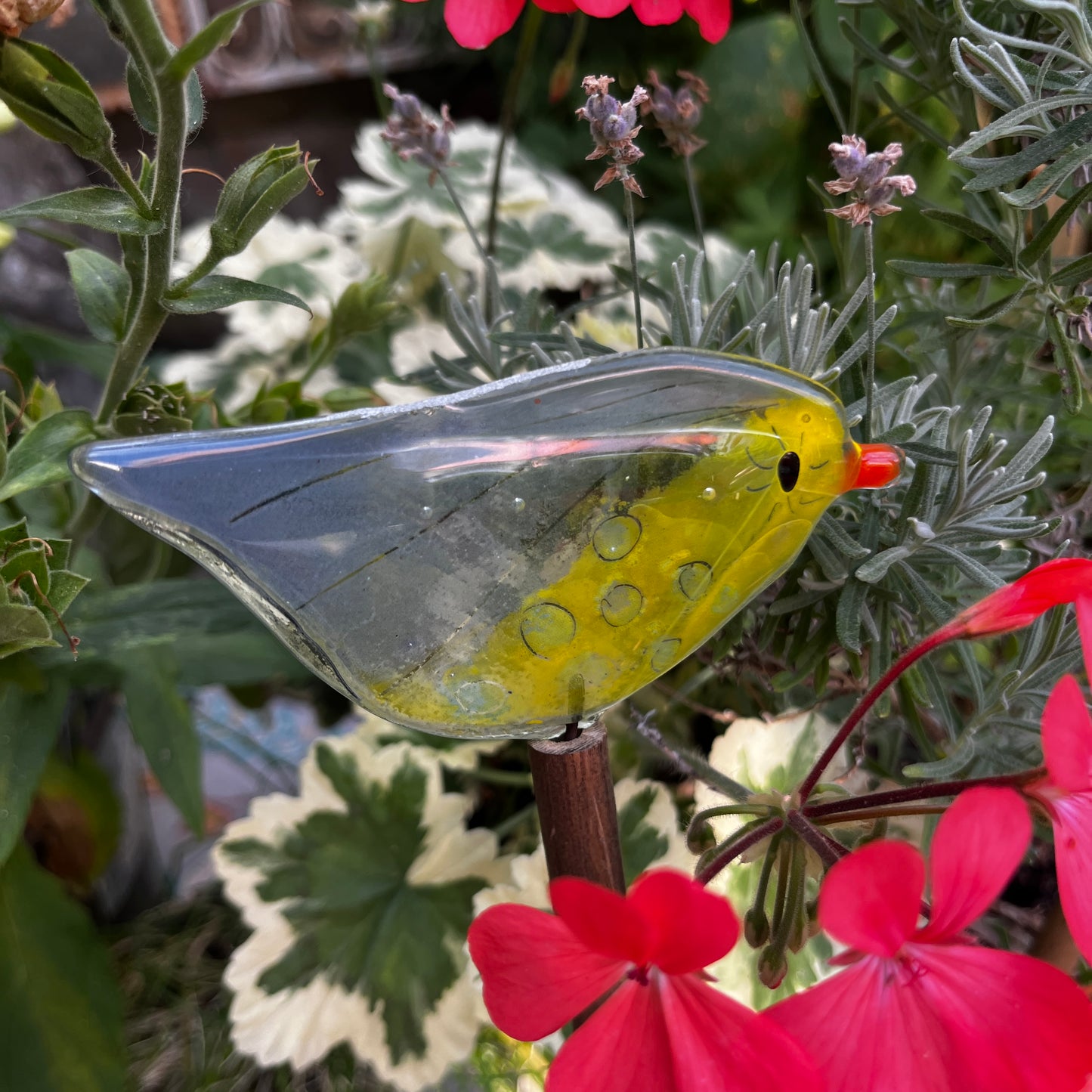 Glass Bird on Bamboo Pole