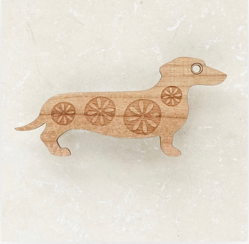 Dachshund Brooch - Circles