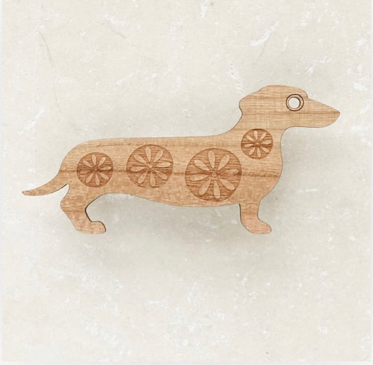 Dachshund Brooch - Circles