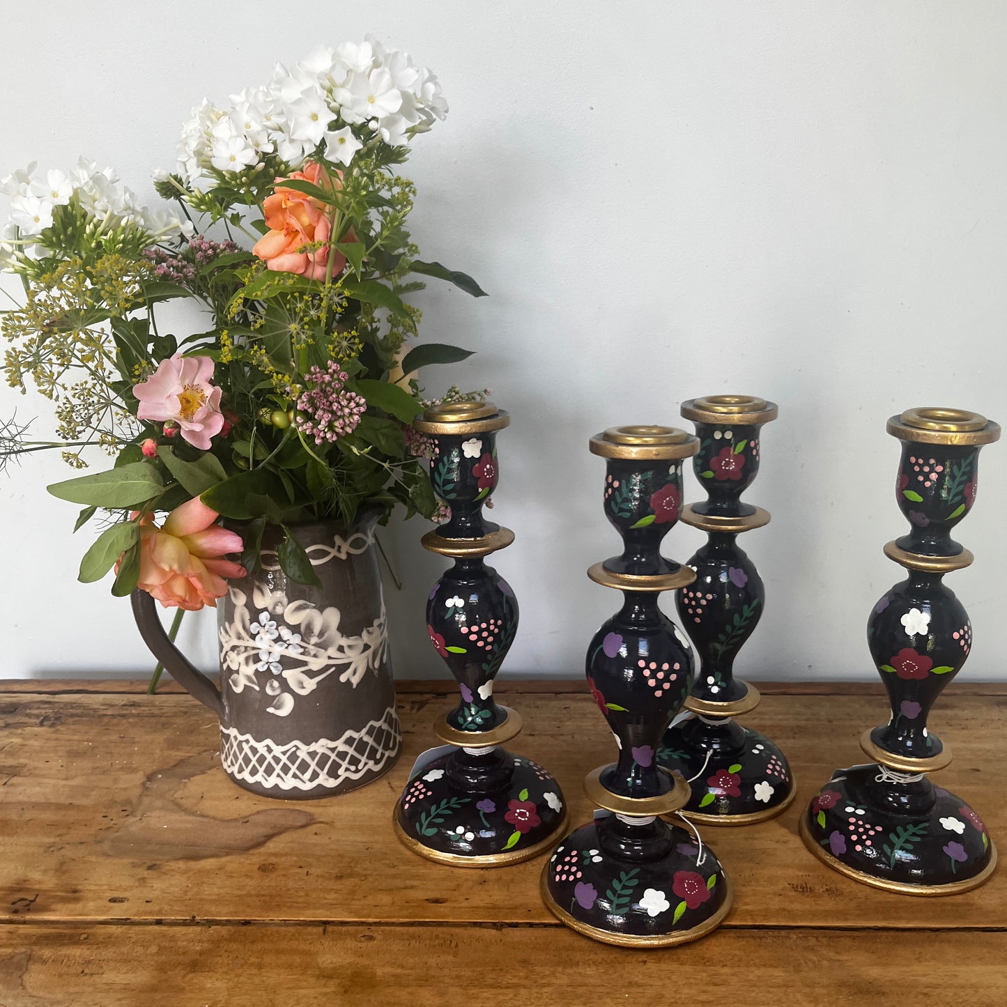 My Doris Hand-painted Candlesticks in Dark Blue