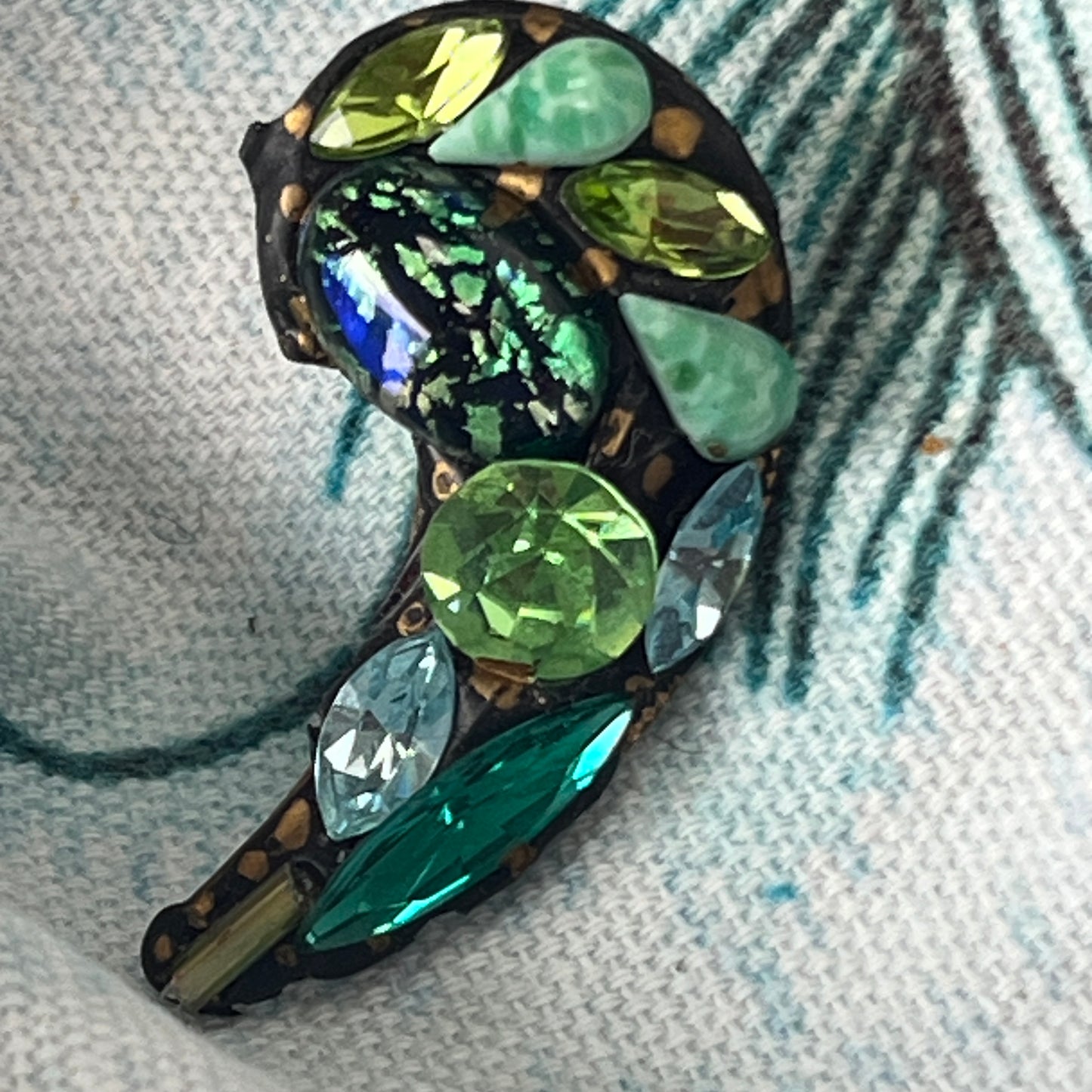 Paisley shaped Earrings in Greens