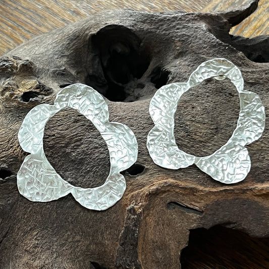 Large Silver Flower Studs