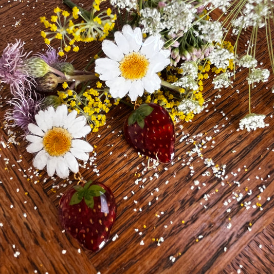 Strawberry & Daisy Sterling Silver Earrings