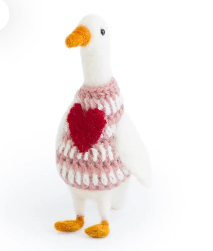 Duck in Pretty Heart Jumper
