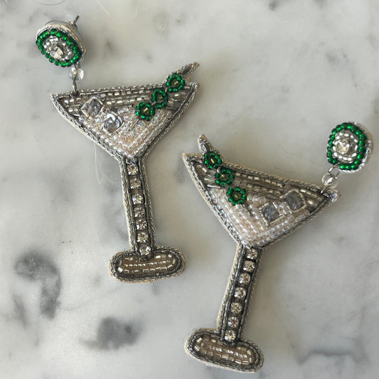 Martini Cocktail Beaded Earrings
