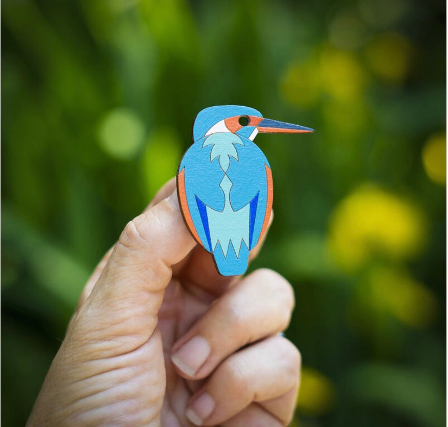 Kingfisher Hand Painted Brooch