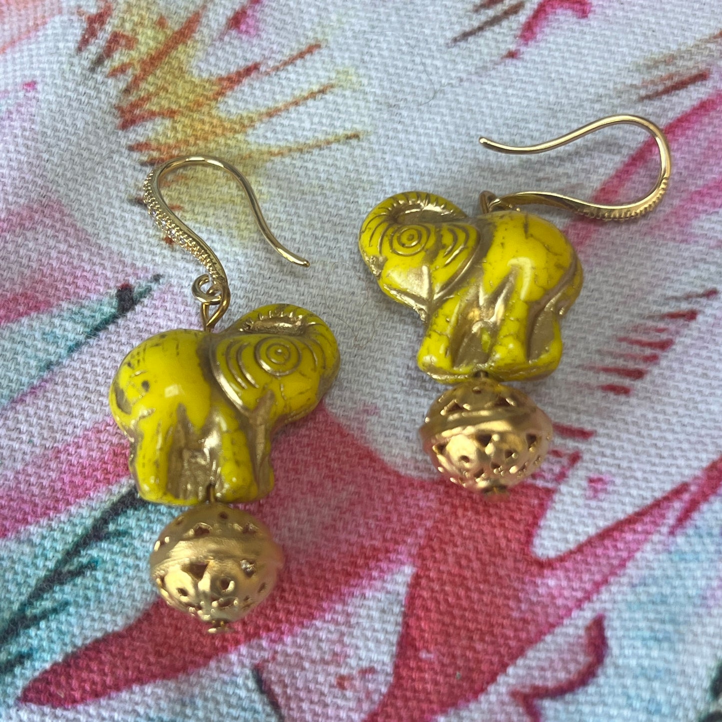 Diana Wilson Arcana Yellow Elephant Earrings